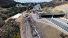 A view of the Wallis Annenberg Wildlife Crossing over the 101 Freeway in Agoura Hills.