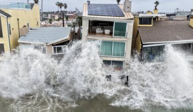 Waves From Powerful Storm Pound Beach Homes in Southern California