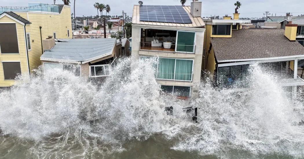 Waves From Powerful Storm Pound Beach Homes in Southern California