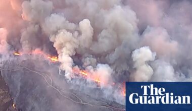 Aerial footage shows Bouquet wildfire burning in California national forest – video | Wildfires