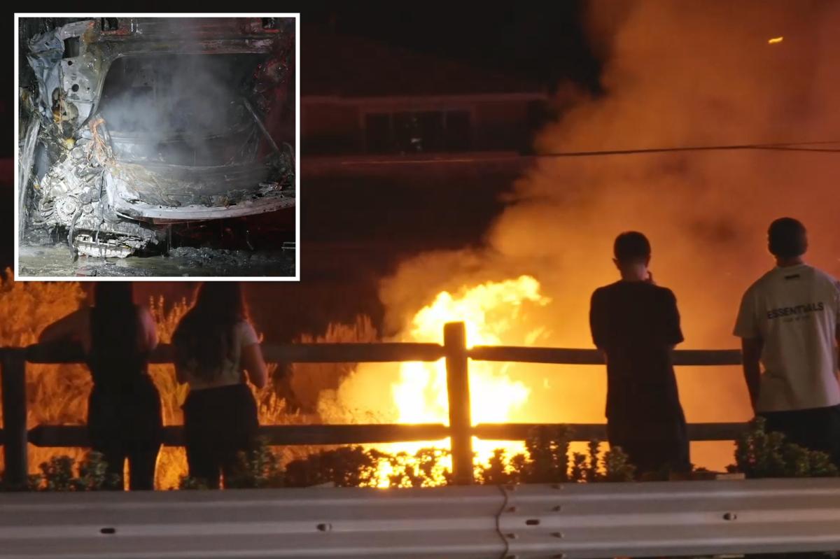 Audi S5 bursts into flames after high-speed Santa Clarita crash