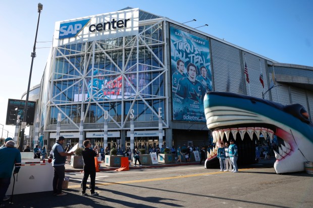 San Jose Sharks fans attend opening day at the SAP Center in San Jose, Calif., on Thursday, Oct. 1, 2026. (Nhat V. Meyer/Bay Area News Group)