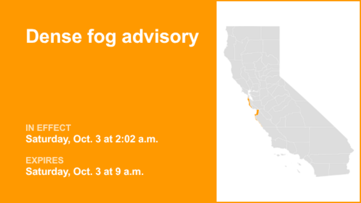 Dense fog advisory for San Francisco Peninsula Coast and Big Sur until Saturday morning