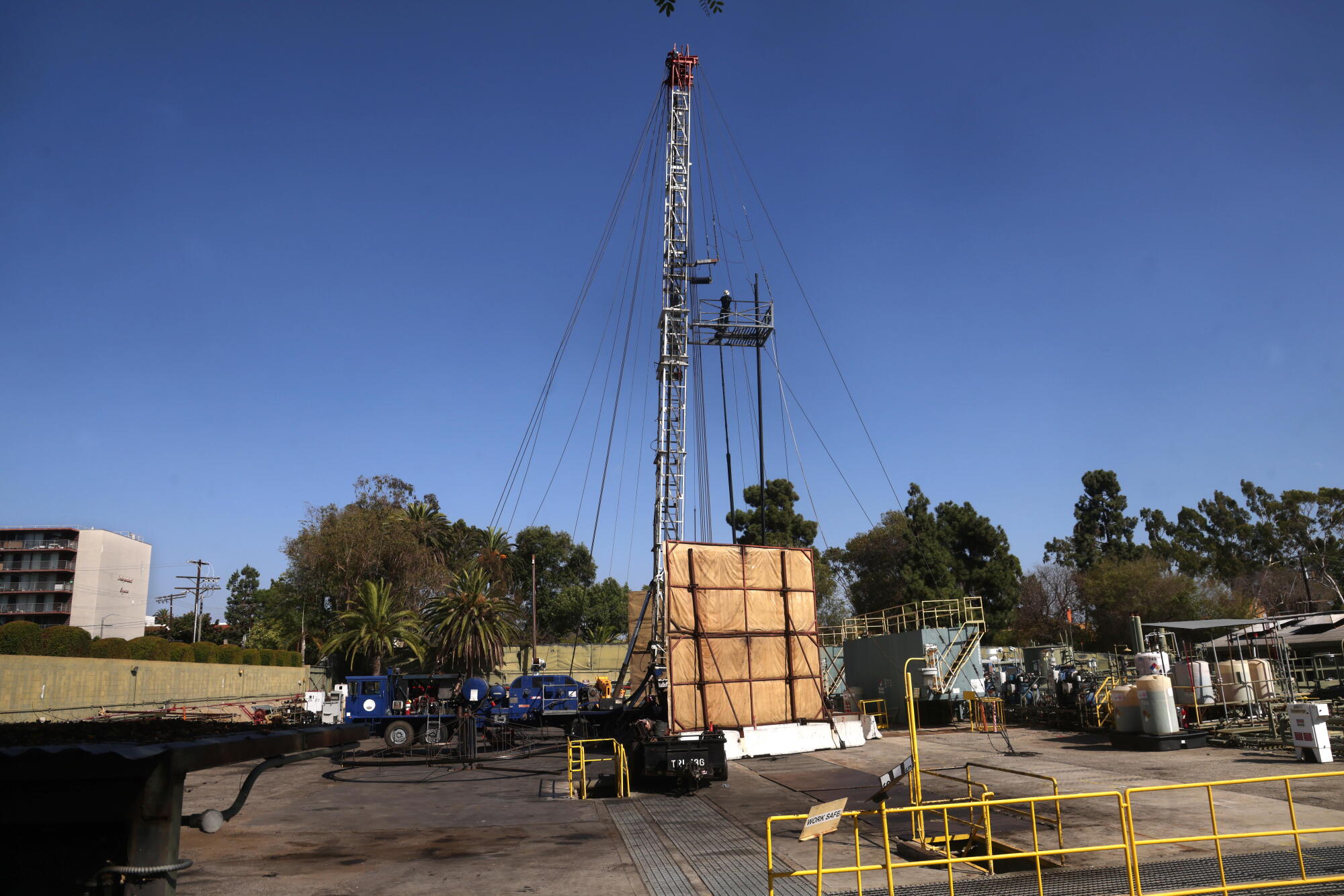 The Murphy drill site is an active urban oil extraction facility on West Adams Boulevard in South Los Angeles.