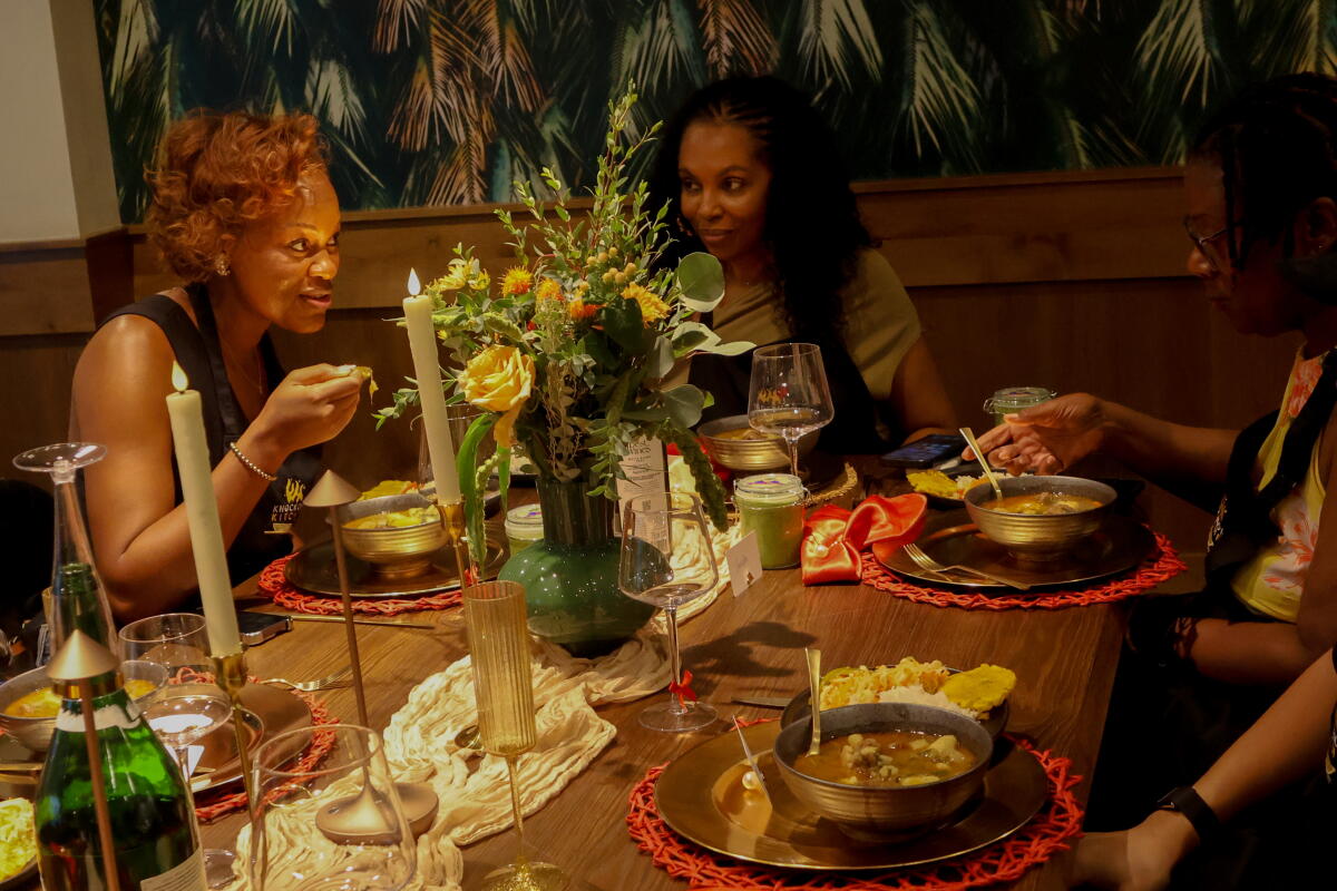 In a Haitian cooking class, students made bouyon, a stew with meat and vegetables