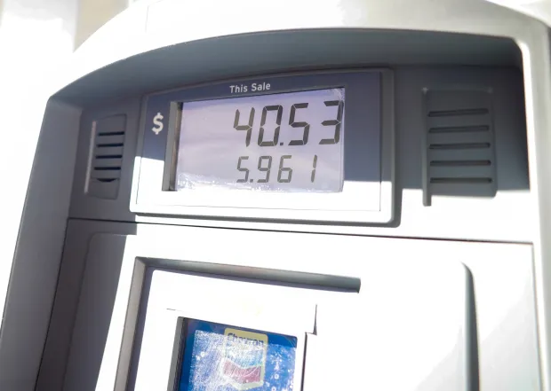The price of gas a person got for almost six gallons at Chevron on the corner of East Younger Avenue and North First Street in San Jose, Calif., on Wednesday, Sept. 30, 2026. (Shae Hammond/Bay Area News Group)
