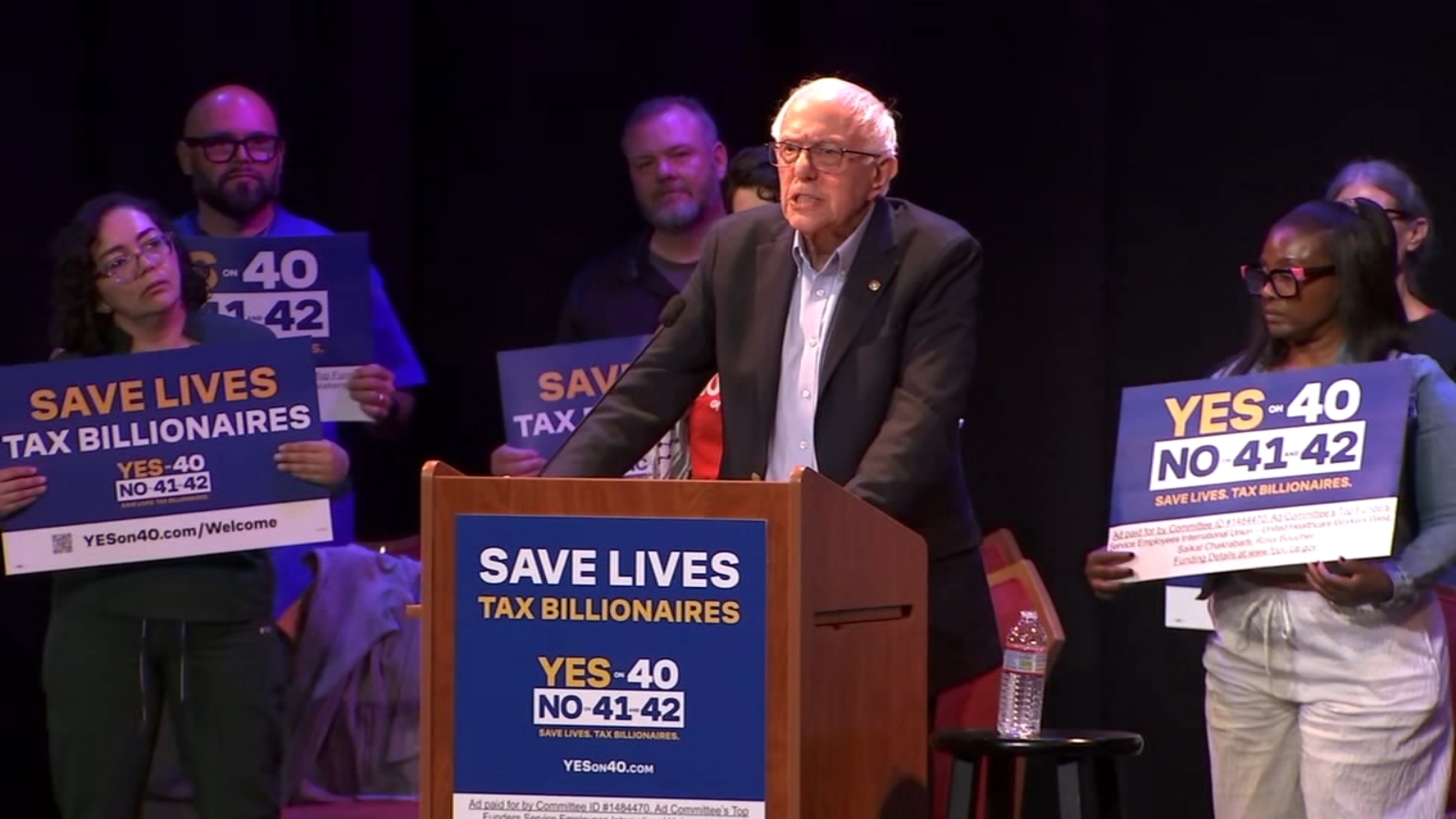 Prop 40: Vermont Senator Bernie Sanders holds rally supporting California billionaire tax proposal in San Francisco