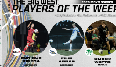 CSUN’s Pineda, Cal State Bakersfield’s Arras and Utah Valley’s Watts Earn Player of the Week Awards