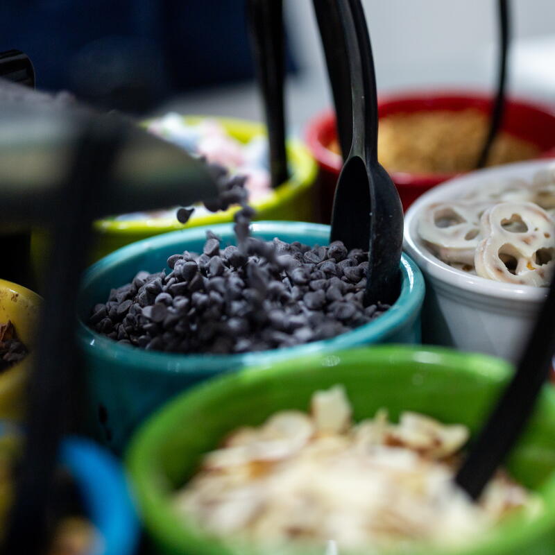 A selection of toppings at Go Greek.