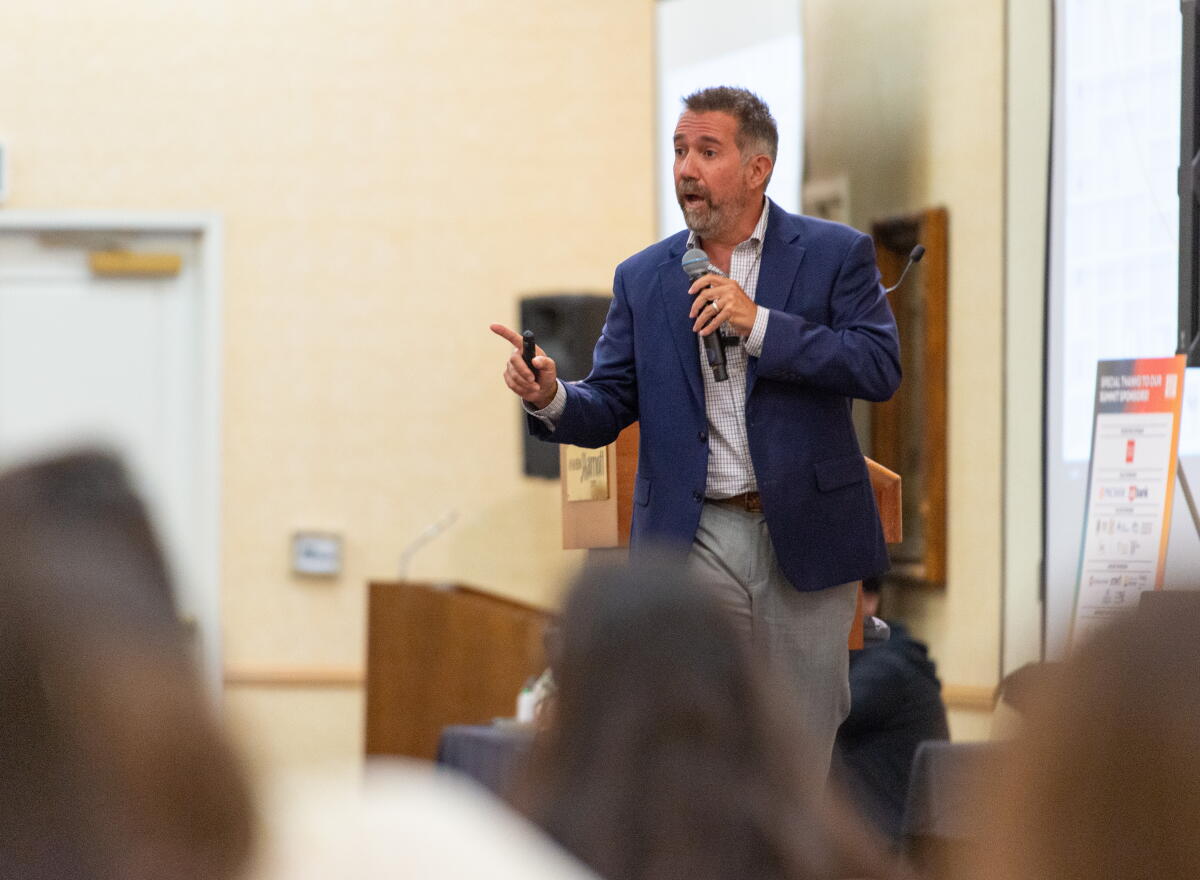 Jay Golden addresses attendees of the Orange County Grantmakers Summit on Oct. 1.