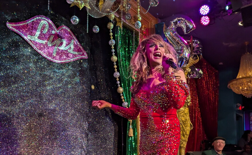 Tootie stands on stage at the Lips San Diego 25th anniversary party on Jan. 13, 2025.