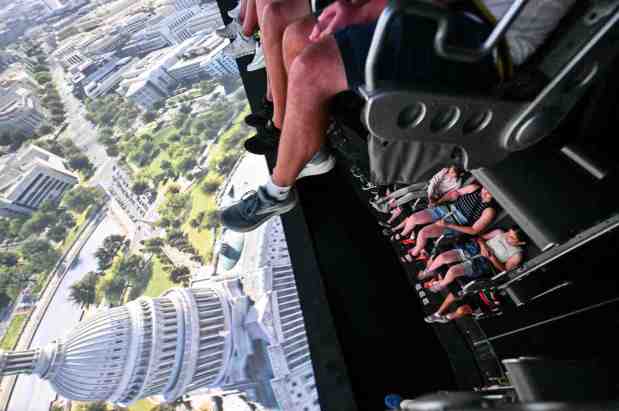 Riders fly over The U.S. Capitol during opening day of Soarin' Across America at Disney California Adventure in Anaheim on Thursday, July 2, 2026. The patriotic nod to the United States' Semiquincentennial temporary replaces Soarin' over the World. (Photo by Jeff Gritchen, Orange County Register/SCNG)