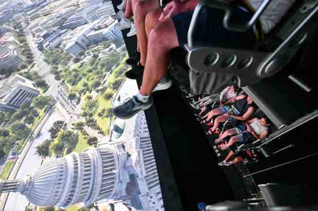 Riders fly over The U.S. Capitol during opening day of Soarin' Across America at Disney California Adventure in Anaheim on Thursday, July 2, 2026. The patriotic nod to the United States' Semiquincentennial temporary replaces Soarin' over the World. (Photo by Jeff Gritchen, Orange County Register/SCNG)