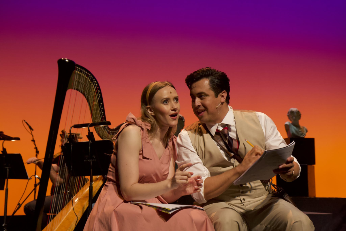 Musical Theater Guild members Valerie Larsen and Gabriel Navarro during a reading of "The Light in the Piazza" in 2024.