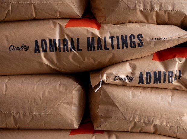 Detail of the last batch of floor malt bags inside Admiral Maltings' last day of operation in Alameda, Calif. on October 2nd, 2026. (Douglas Despres for Bay Area News Group)