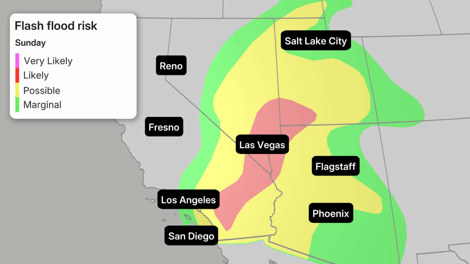 Tropical Storm Rachel flash flood risk Southwest