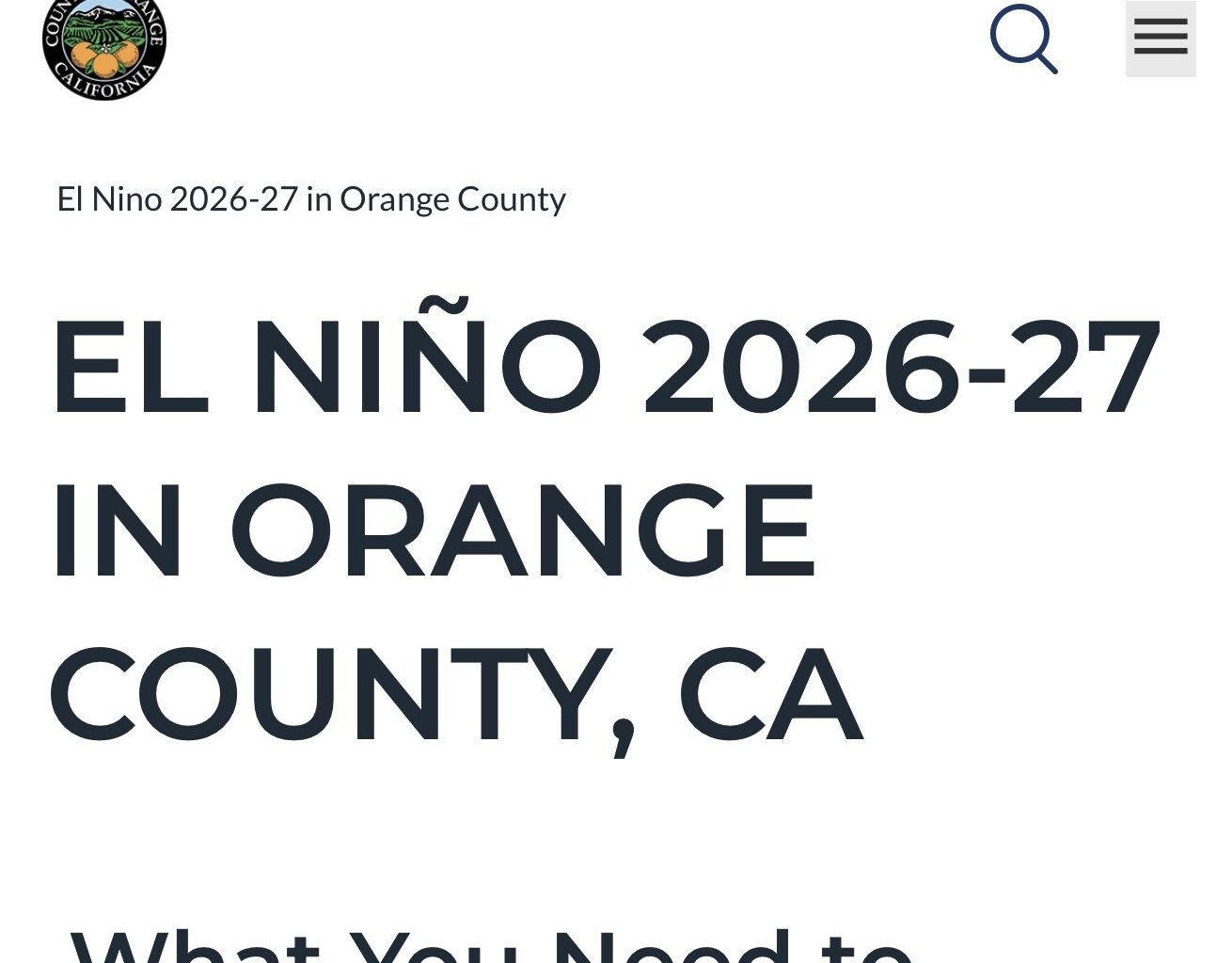 OC Launches El Niño Emergency Preparedness Website