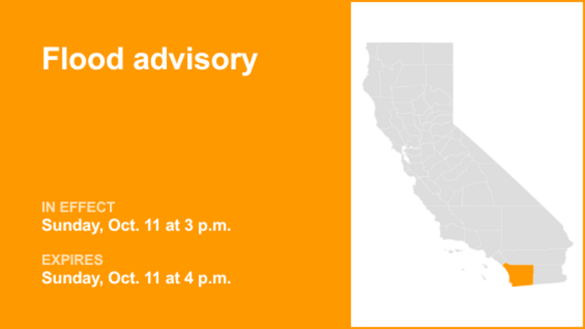 UPDATE: The flood advisory for San Diego County is anticipated to expire at 2 a.m.