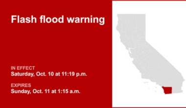 UPDATE: Flash flood warning previously issued for San Diego County will expire at 1:15 a.m.