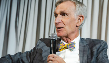 Bill Nye speaks at the "Beyond the Conversation" speaker series event.