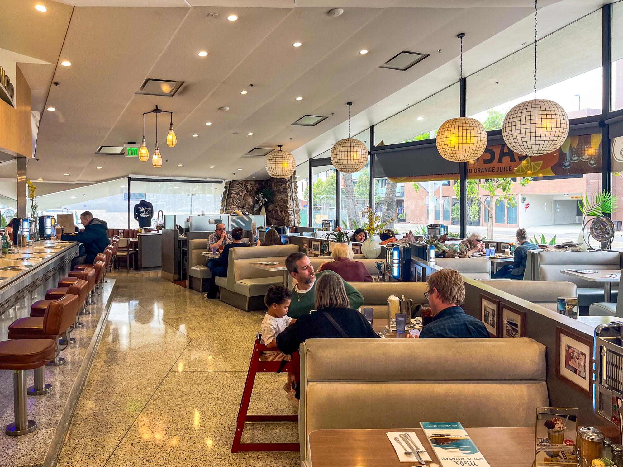 Mel's Drive-In now occupies the old Penguin Coffee Shop building at the official end of Route 66 in Santa Monica.