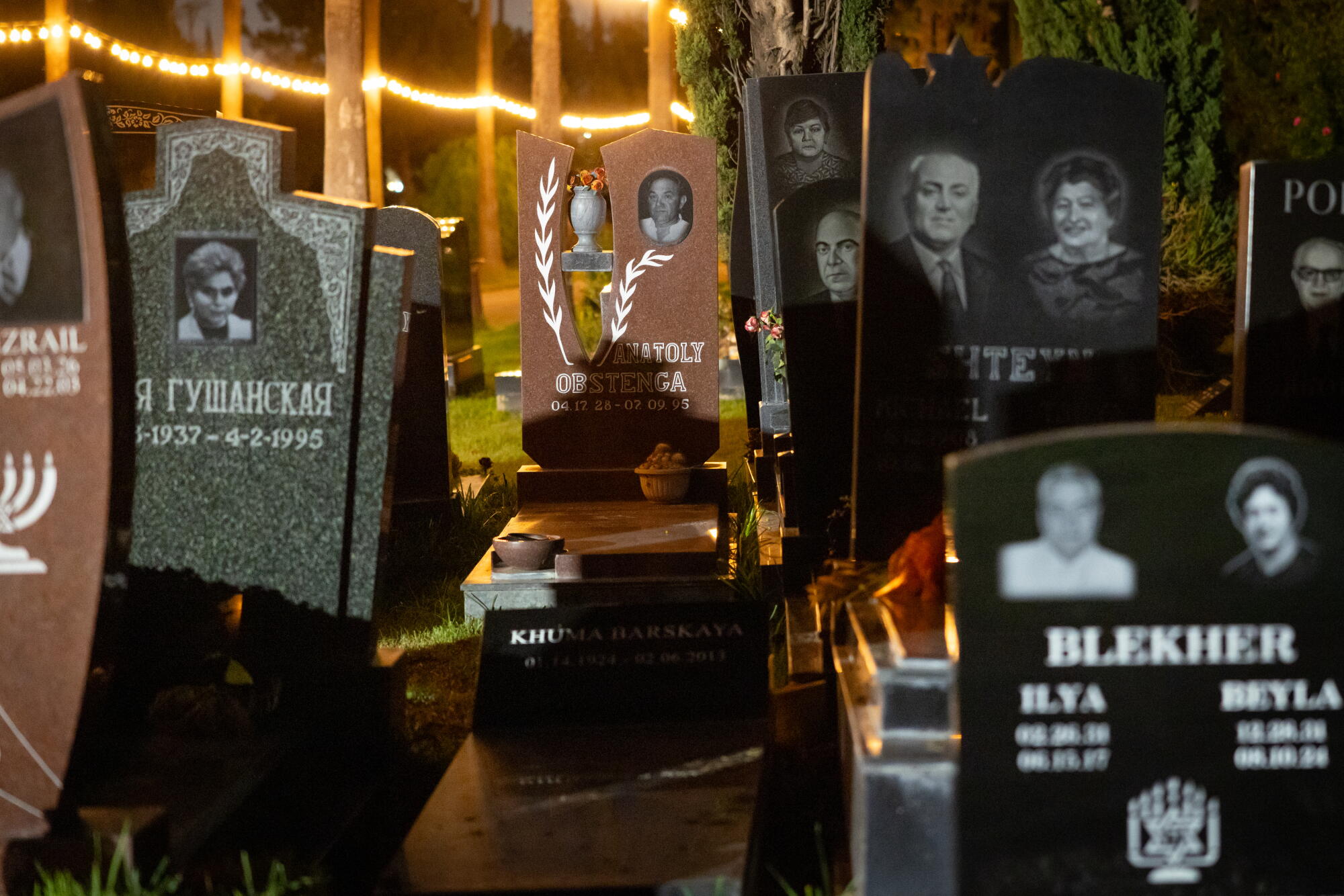 Headstones at Hollywood Forever Cemetery.