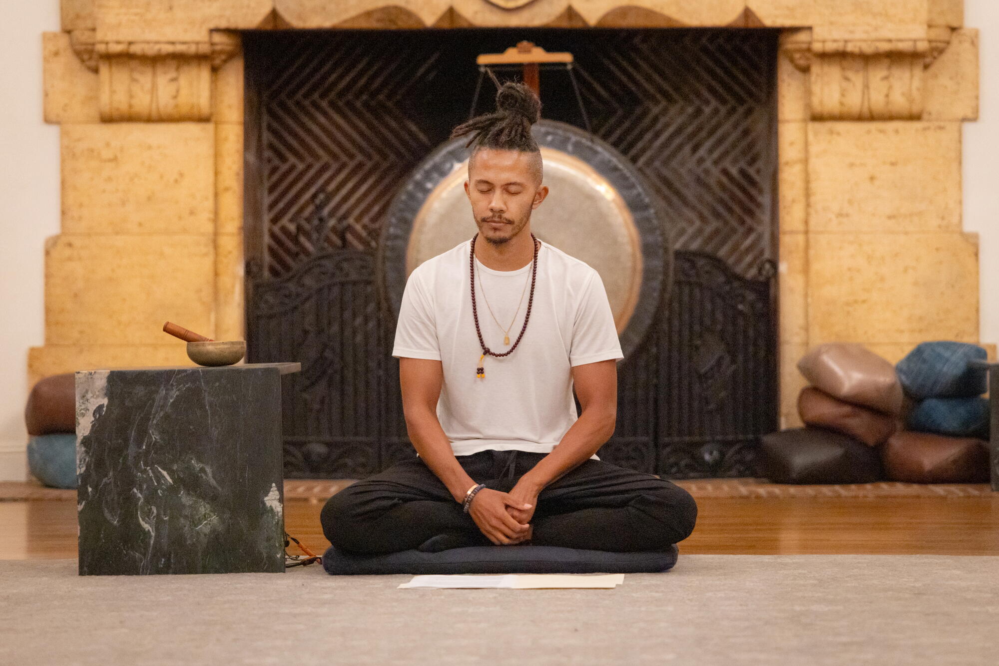 Nico Cary is one of the meditation group leaders at Hollywood Forever Cemetery.