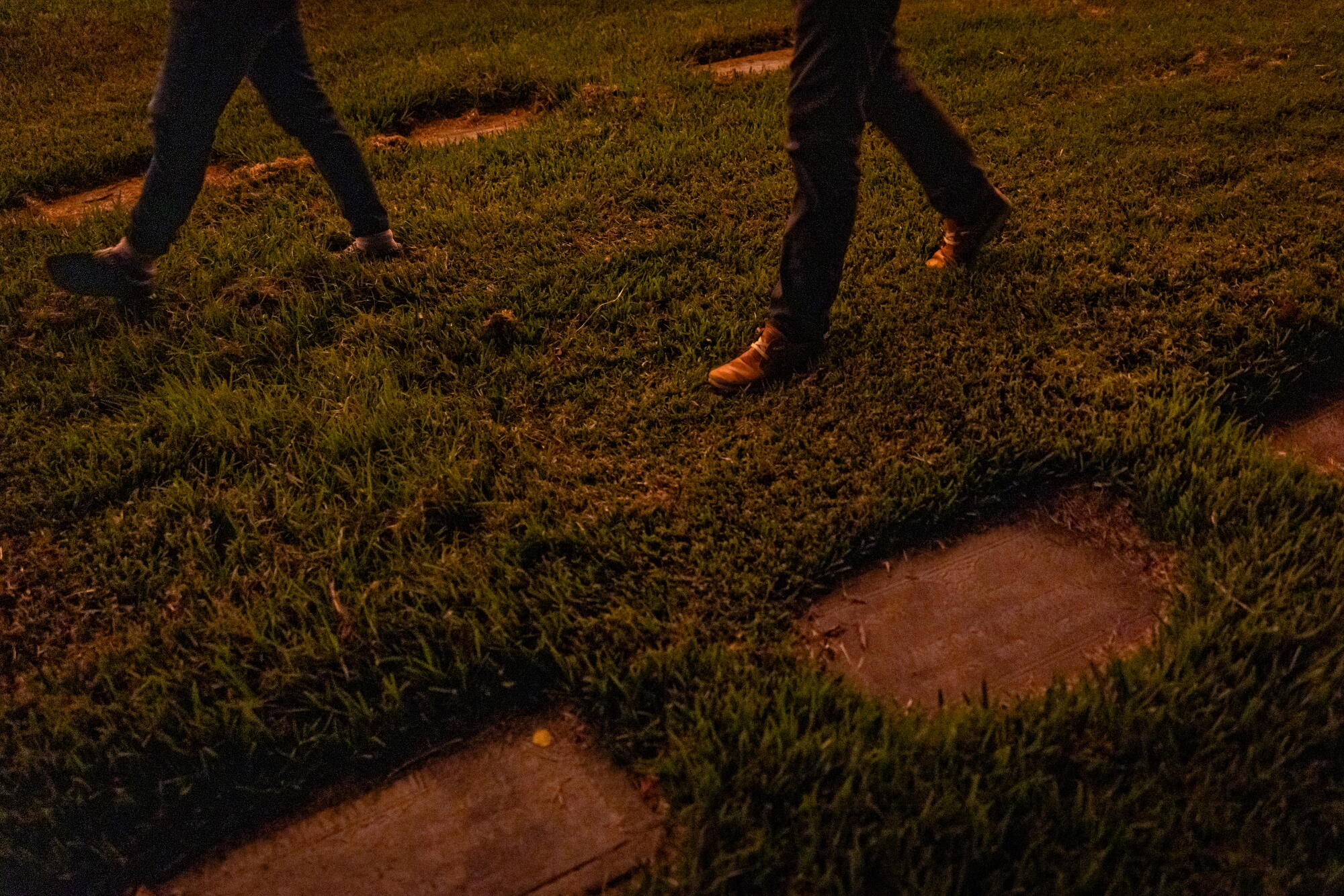 Walking near gravestones 