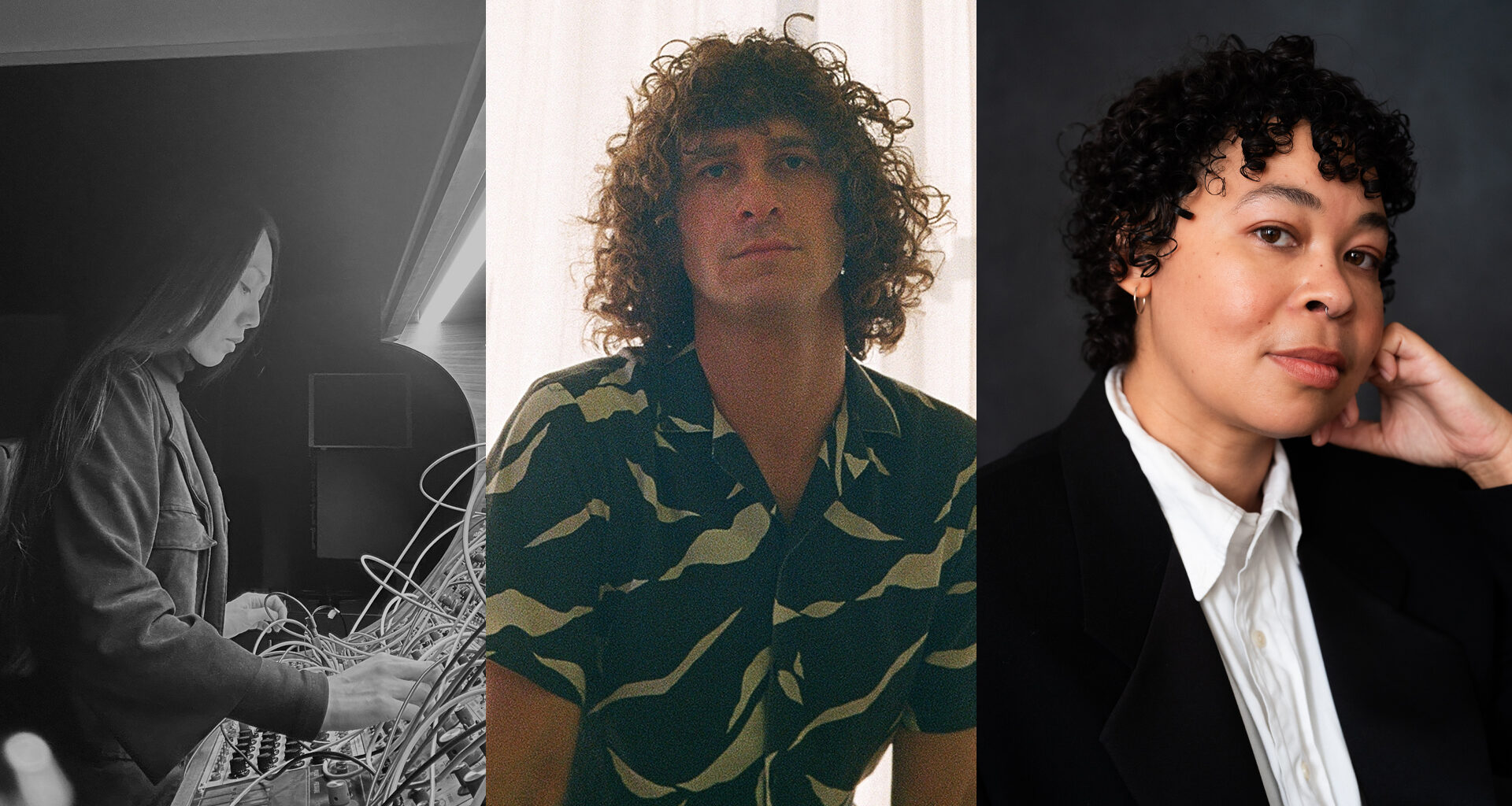 three headshots of artists