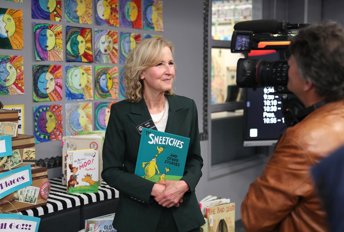 O.C. Department of Education Trustee Mari Barke at a Read Across America event in Huntington Beach in 2025.
