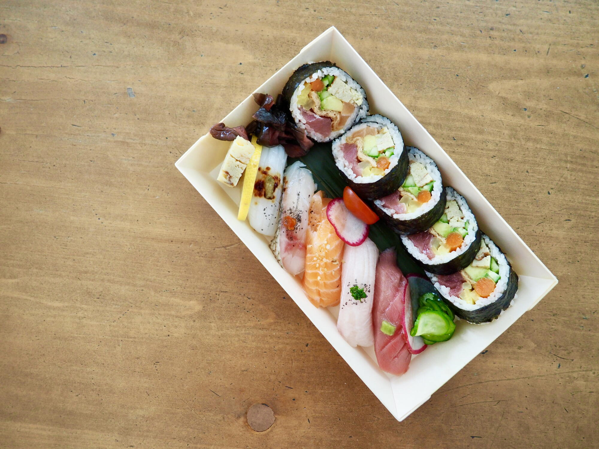 Nigiri and maki combination from Tiger's Den in Koreatown.