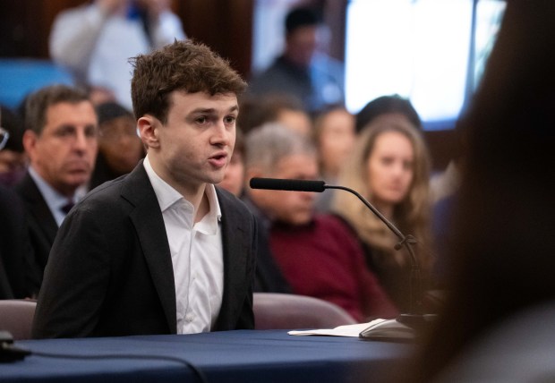 Former Anthropic researcher Jacob Coxon testifies during a New York City Council Committee hearing on the risks and regulation of artificial intelligence at City Hall on October 5, 2026 in New York City. (Photo by Adam Gray/Getty Images)