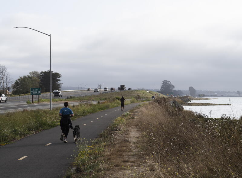 People run on the Humboldt Bay Trail