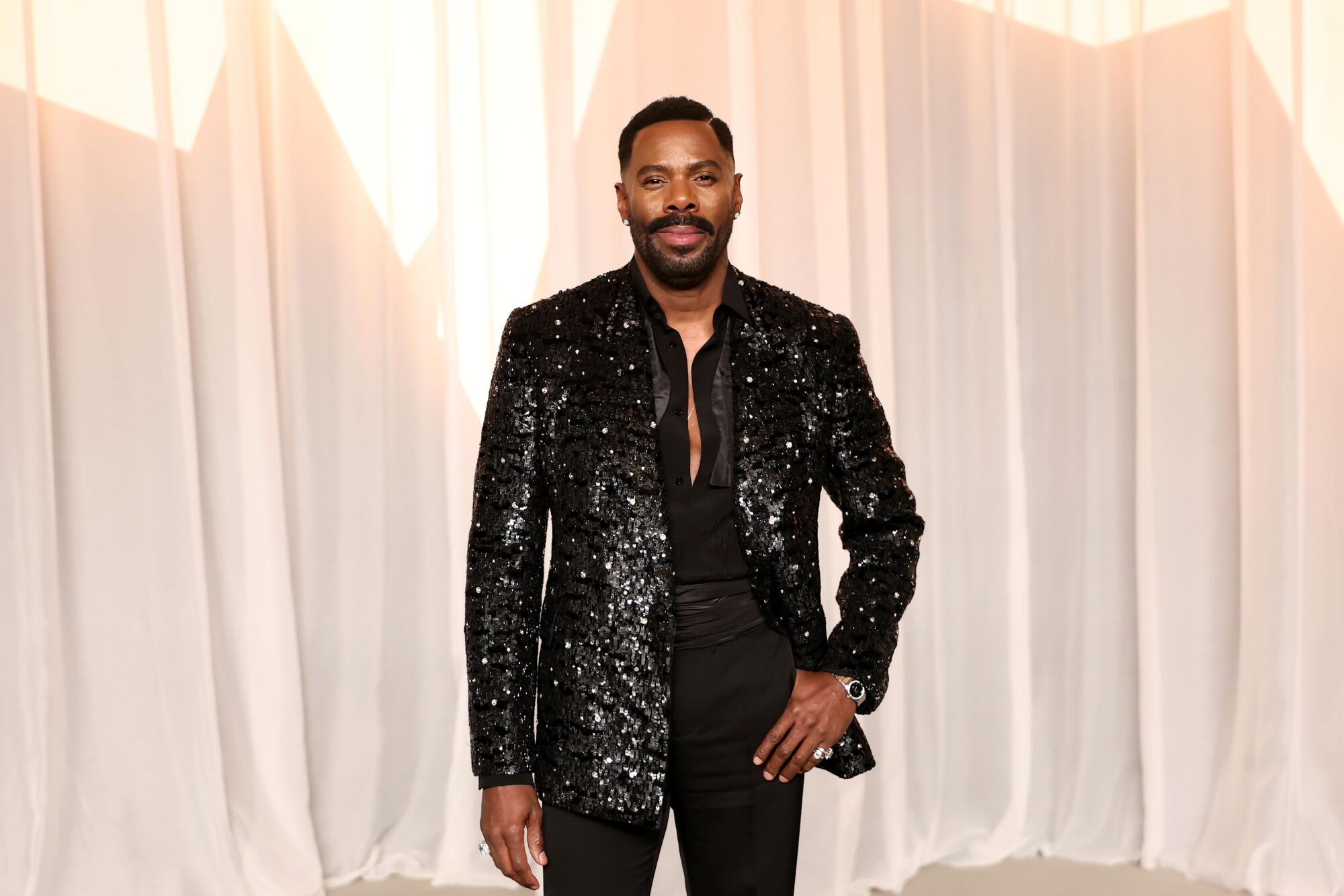 Colman Domingo poses in a sequin blazer. 