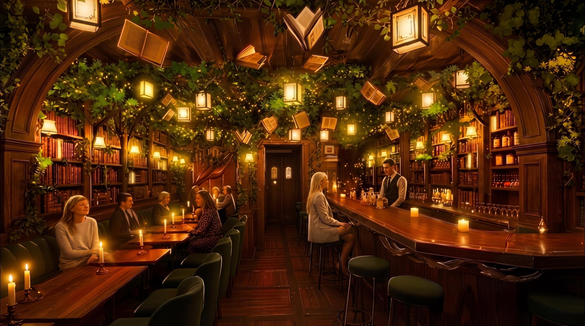 An artist's rendering of the bar at Genres