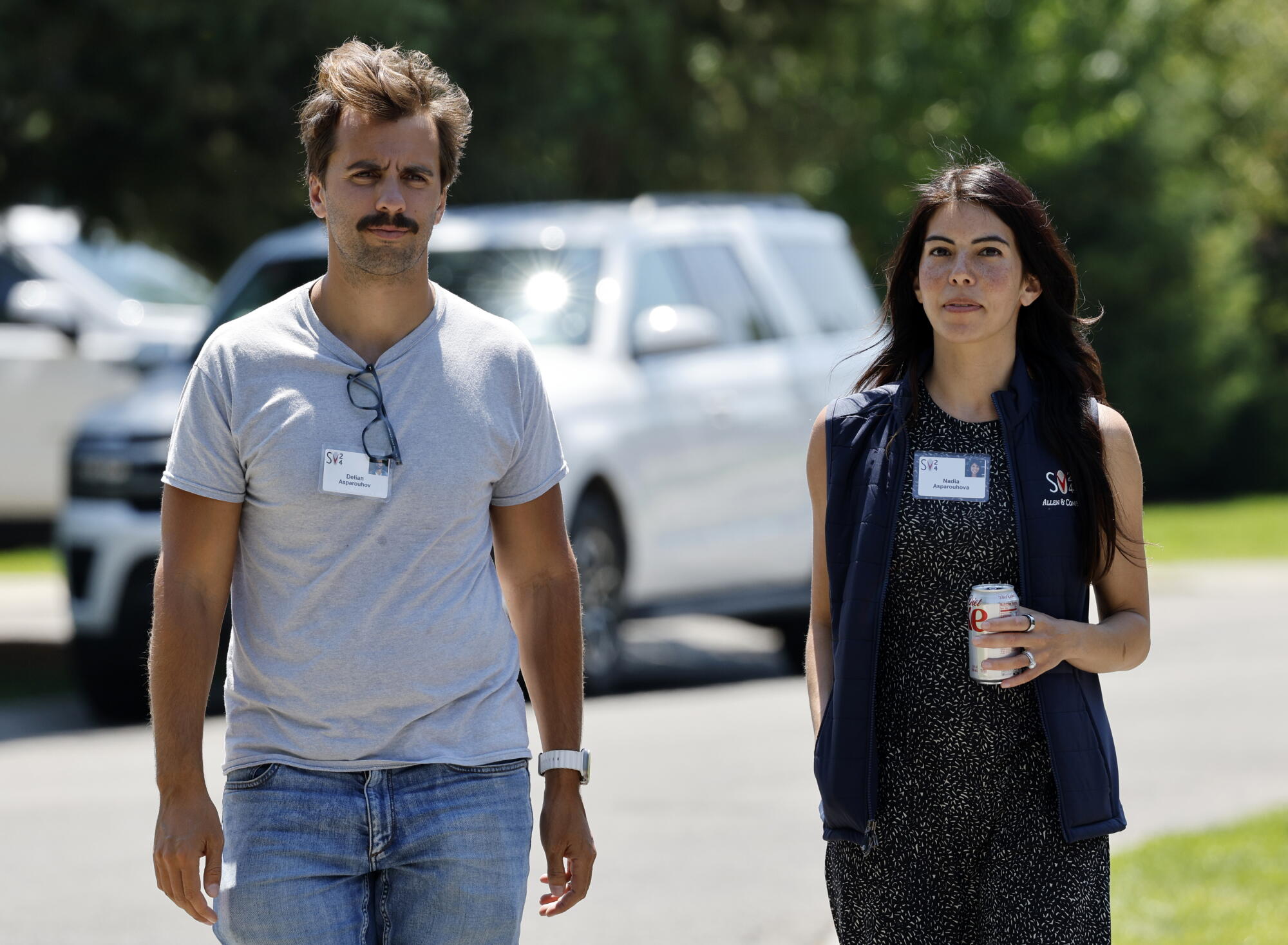Delian Asparouhov and his wife Nadia Asparouhov attend the Allen & Company Sun Valley Conference