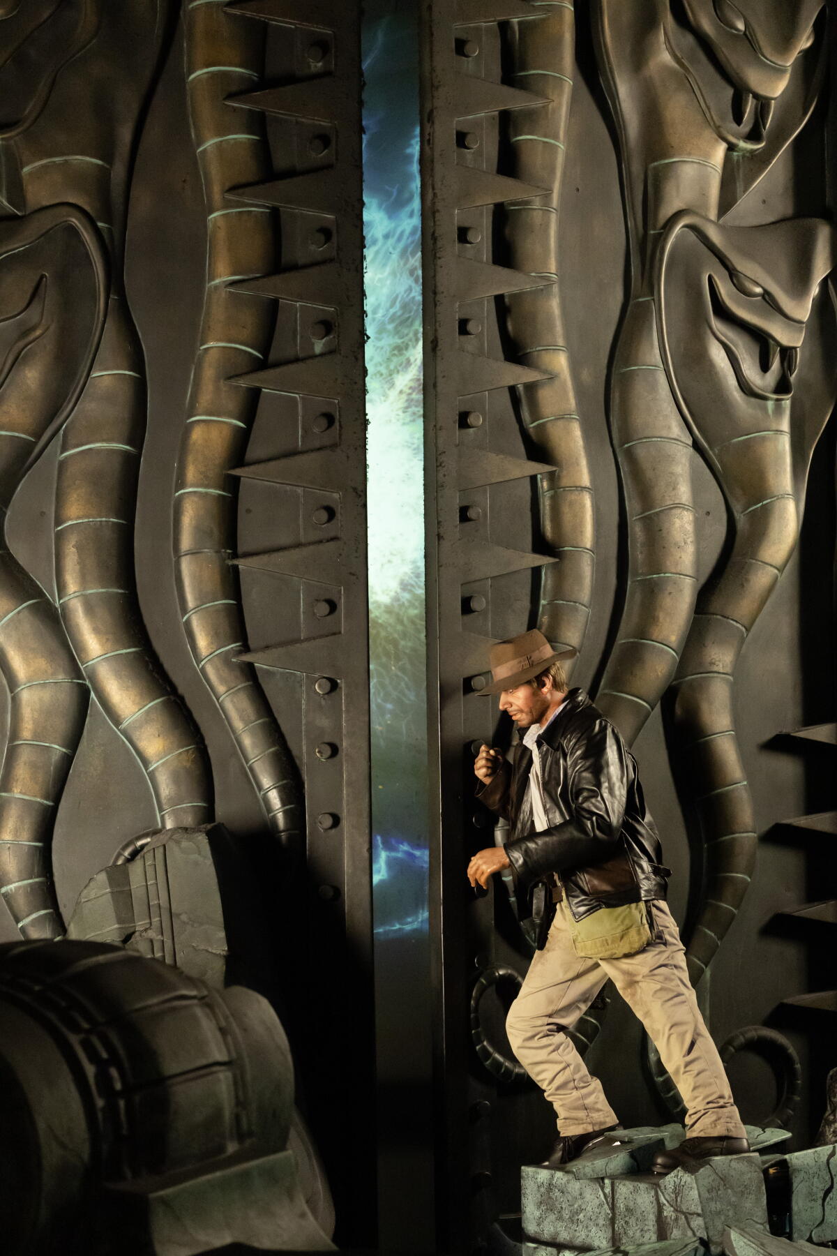 An audio-animatronic figure of Indiana Jones.