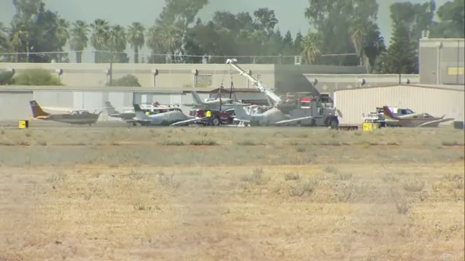 Small plane makes belly landing at Fresno Chandler Executive Airport