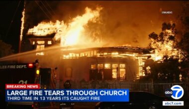 Large fire tears through church in South Los Angeles