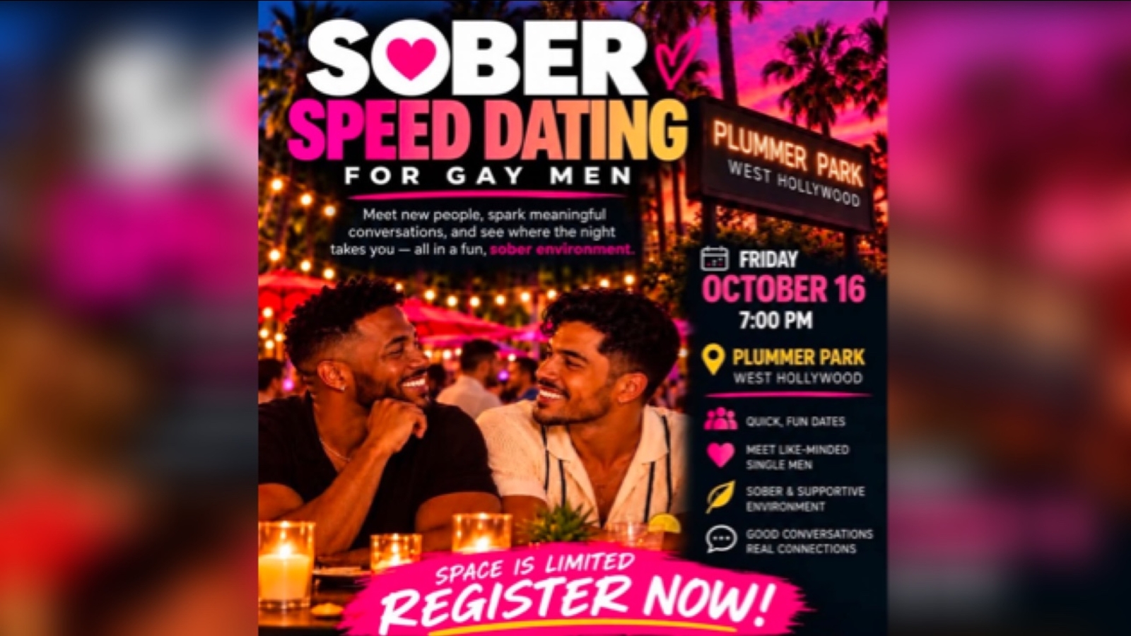 Sober speed dating in Los Angeles: Van Ness Recovery House to host sober speed dating event in West Hollywood this Friday
