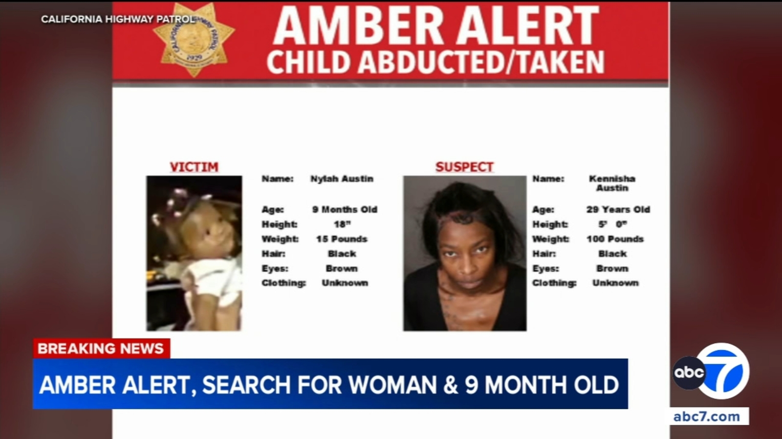 Amber Alert issued for missing 9-month-old girl last seen with woman in LA neighborhood of Westlake