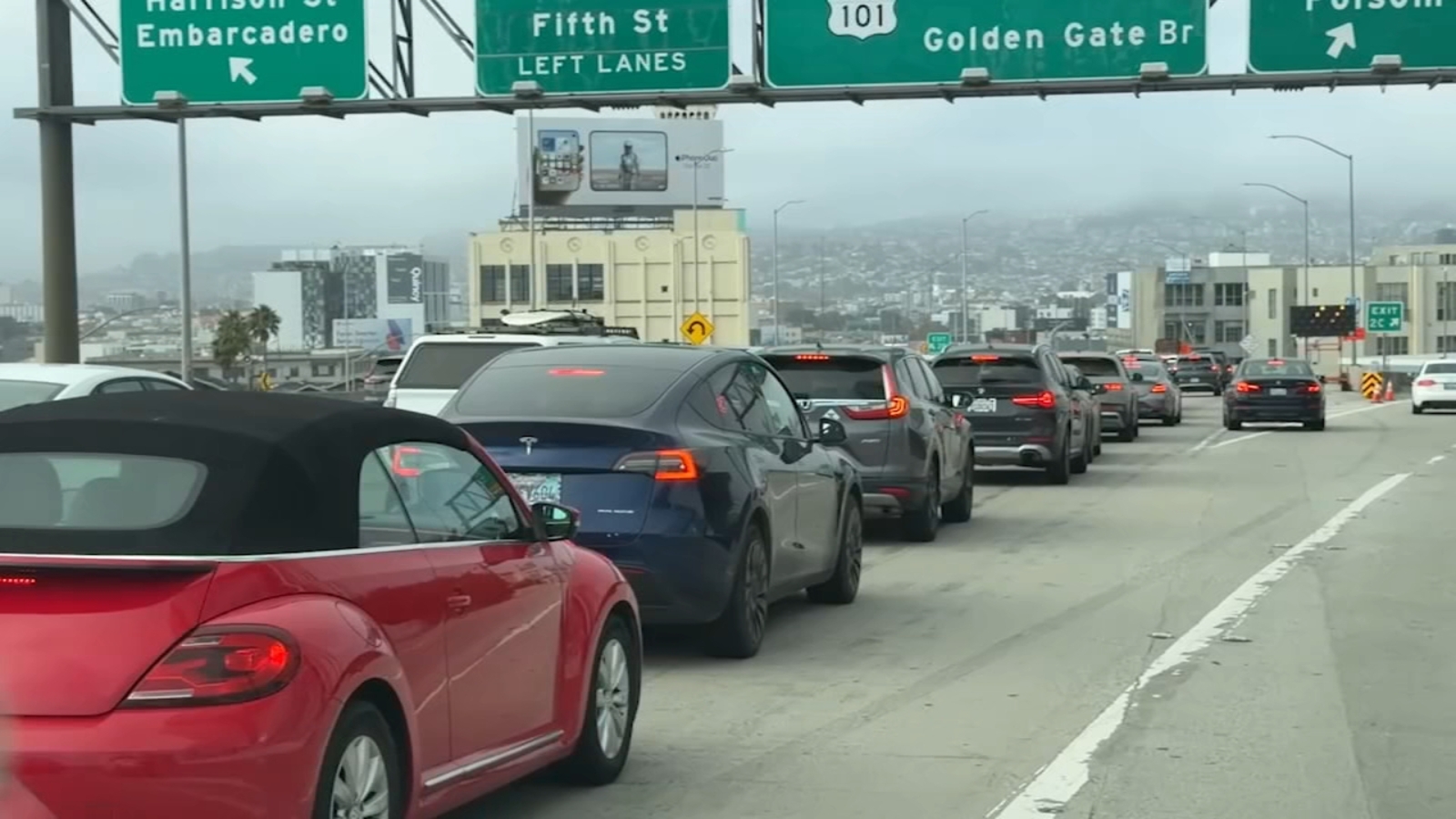 Highway 101 repaving project causes weekend gridlock in San Francisco