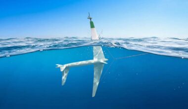 Conceptual illustration of underwater kite sailing in open ocean
