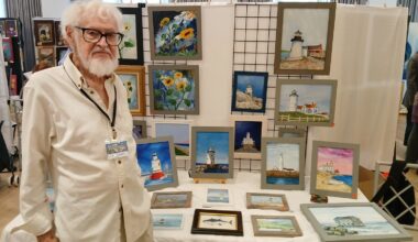 Ninety-one-year-old Bob Bozek, of Oceanside, has sold more than 200 paintings in his long career. He was one of more than 20 artists whose work was on display.