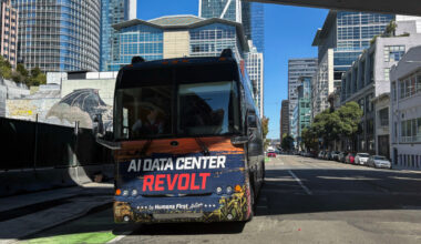 Conservative activists protest AI data centers at San Francisco Big Tech headquarters