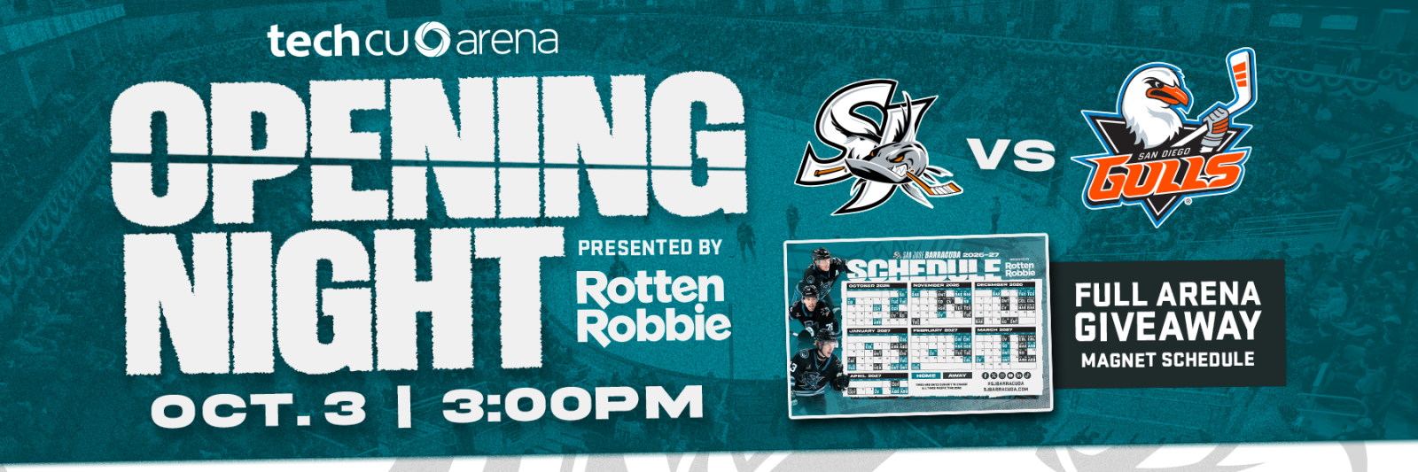 2627_OpeningNight_Web_1800x600_fce30798631f840dca98d19406e3a2f8 Hockey Opening Night: San Jose Barracuda vs San Diego Gulls — 3 p.m. at Tech CU Arena, San José