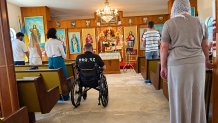 St. Mary Protectress is the only Ukrainian Orthodox church in San Diego county. At this Sunday service, the Spring Valley congregation welcomed war heroes from their home country, Spring Valley, Calif., October 4, 2026.