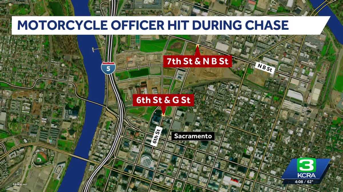 Sacramento motorcycle officer struck by juvenile driver during pursuit, police say