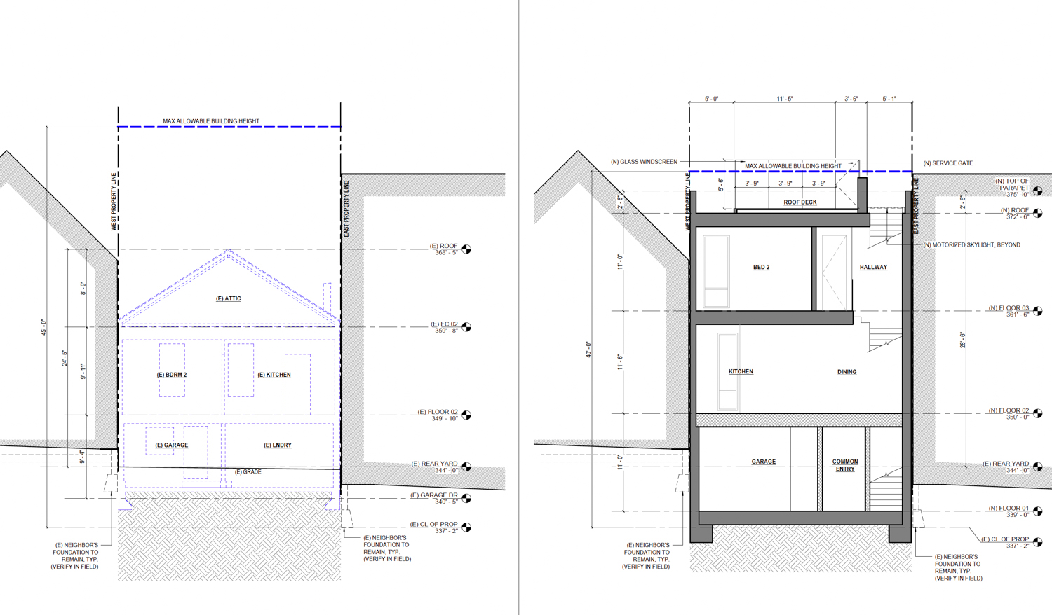 4368 23rd Street existing (left) and proposed (right), rendering by Mark Thomas Architects