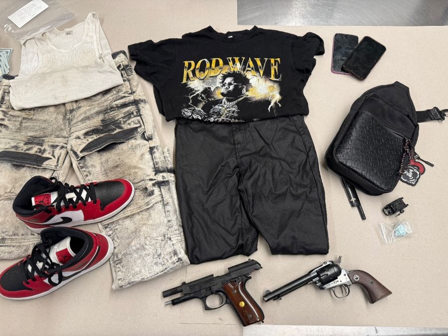 seized evidence including clothing shoes bag and guns